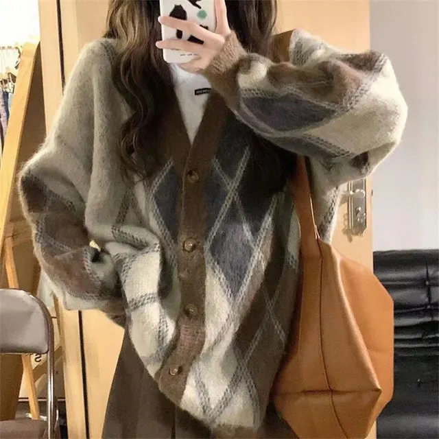 Cardigan argyle en mohair