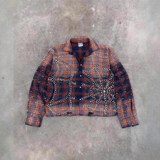 Chemise à carreaux strass