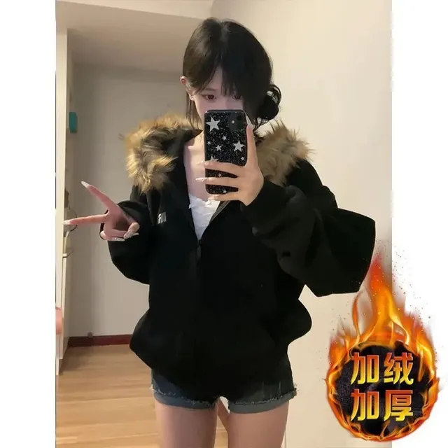 Hoodie zippé col fourrure