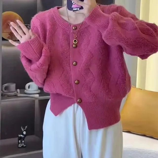 Cardigan en maille torsadée