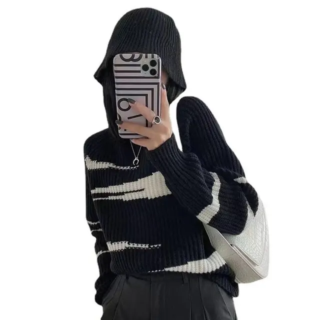 Pull en maille motif zèbre