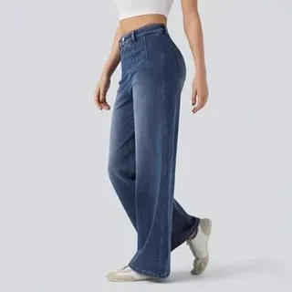 Jean taille haute jambes larges