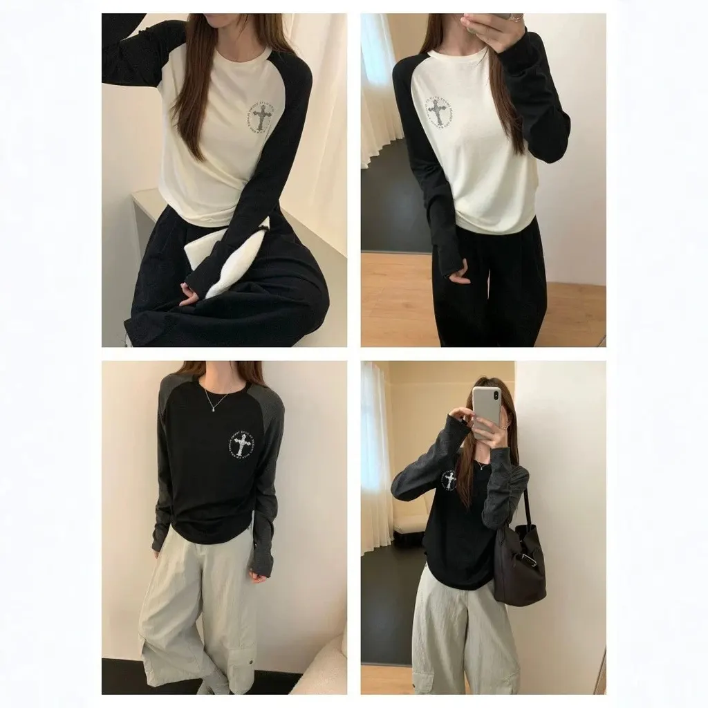 T-shirt raglan croix gothique