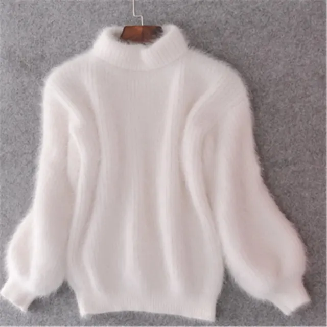 Pull col montant en vison synthétique
