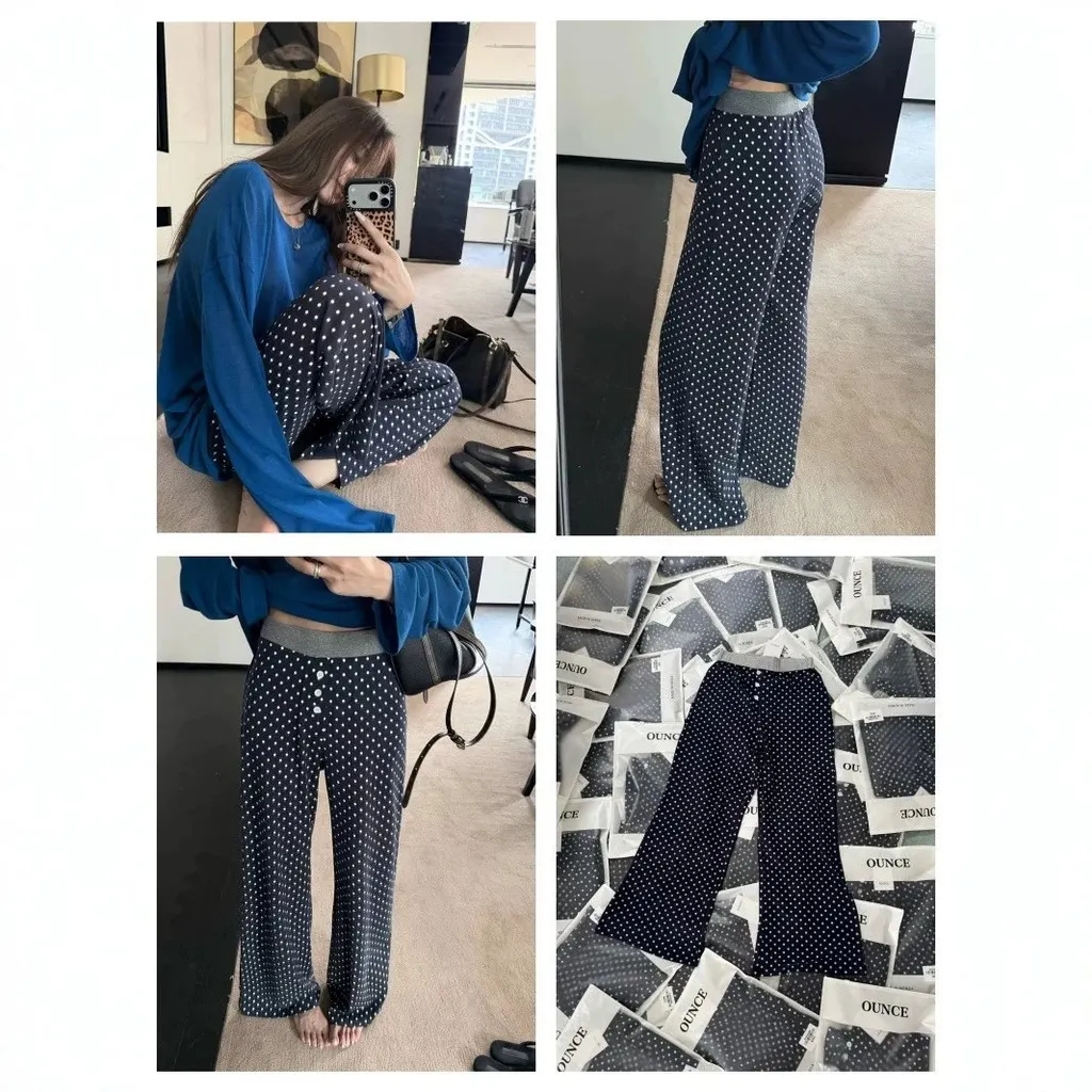 Pantalon large à pois