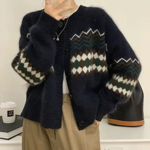Cardigan jacquard en maille