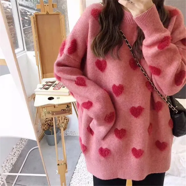 Pull en maille cœurs