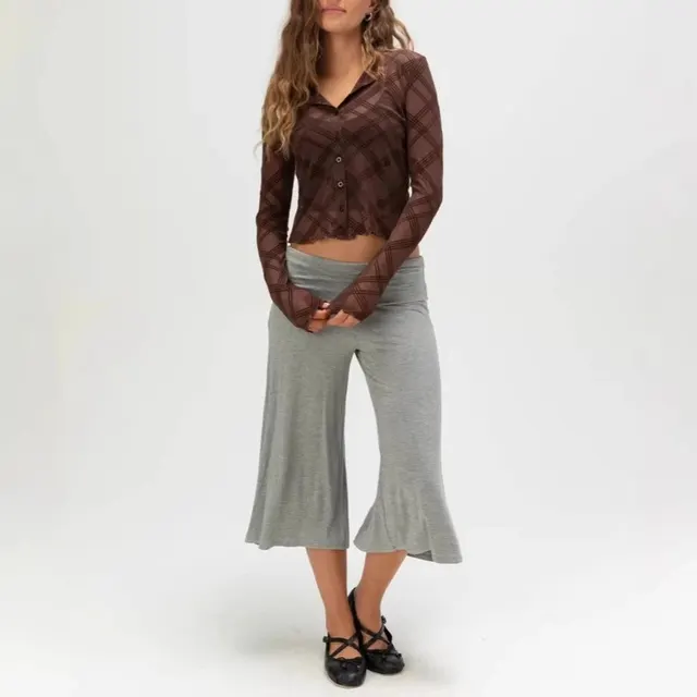 Pantalon large taille repliée