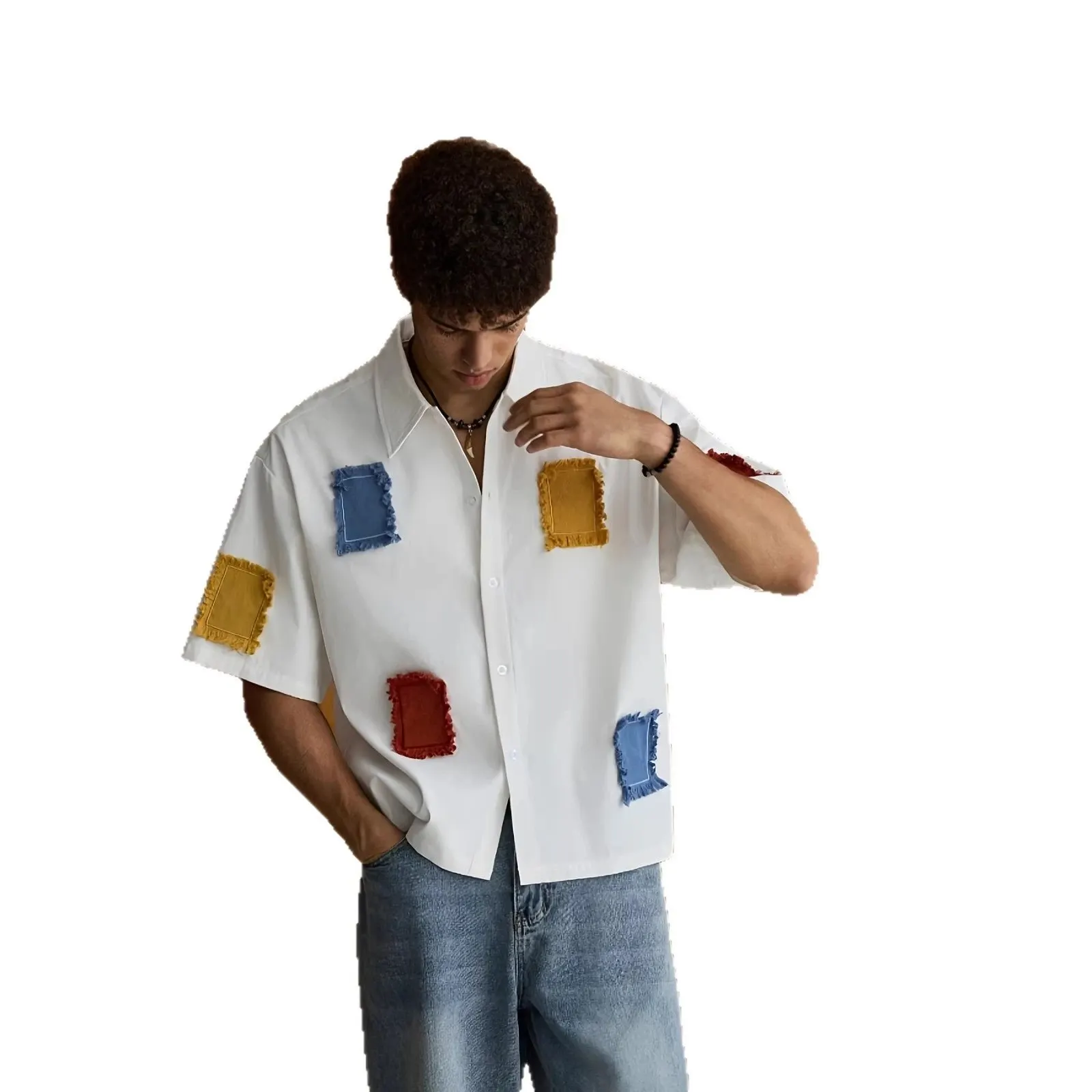 Chemise à patchs contrastés