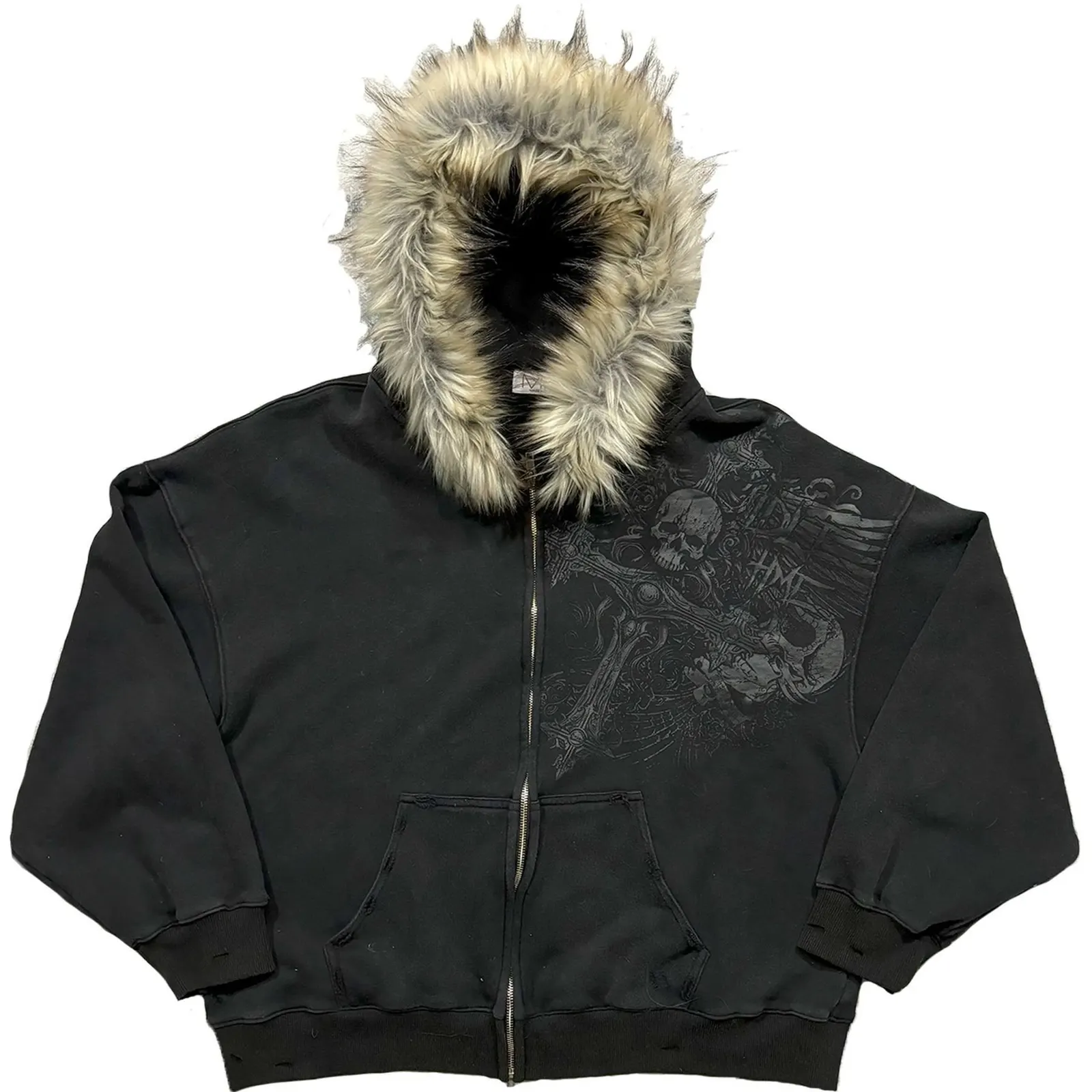 Hoodie zippé col fourrure