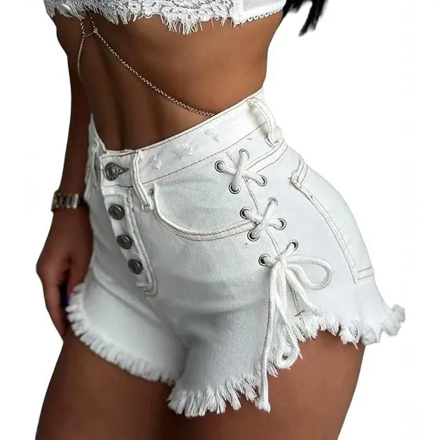 Short en jean à lacets