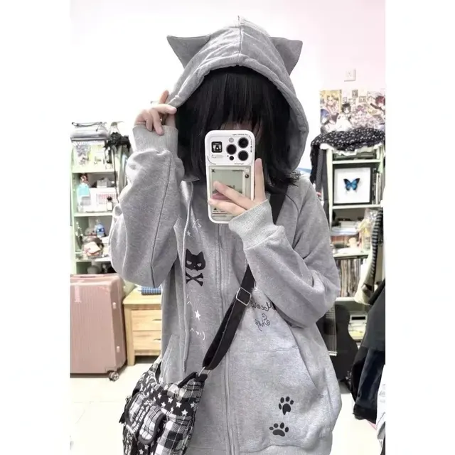 Hoodie zippé oreilles de chat