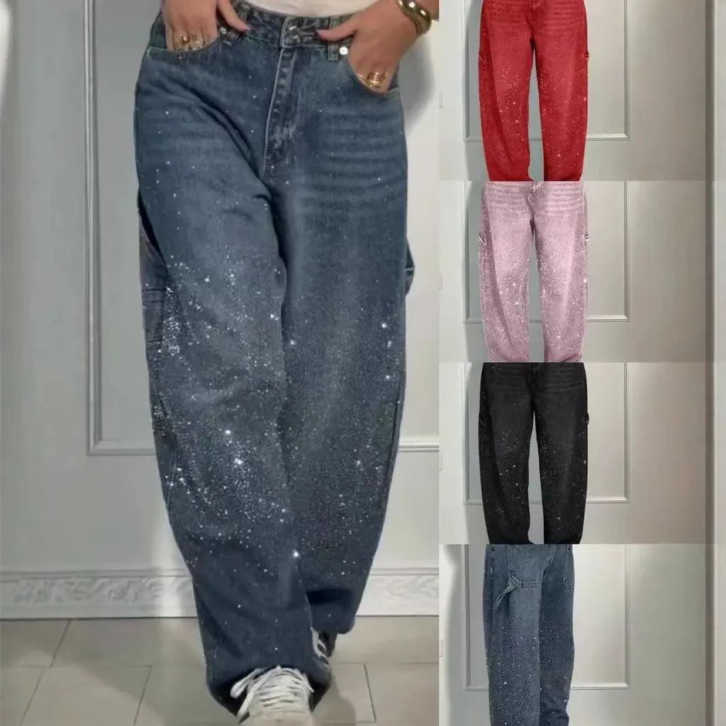 Jean large à strass