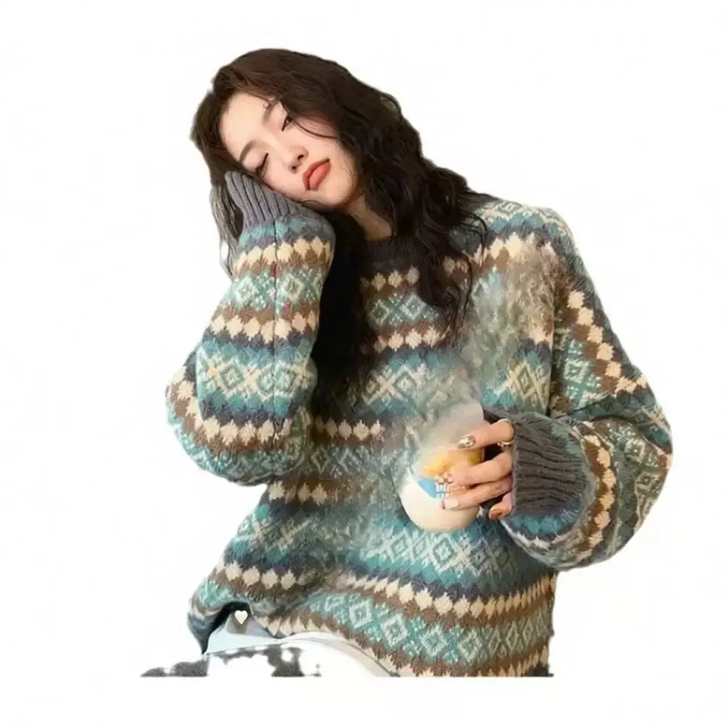 Pull jacquard losanges rétro