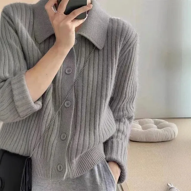 Cardigan col polo en maille