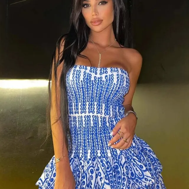 Robe bustier smockée à volants