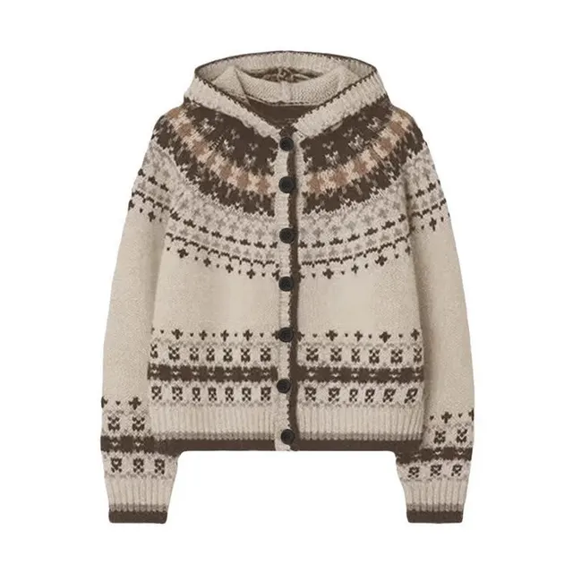 Cardigan jacquard à capuche