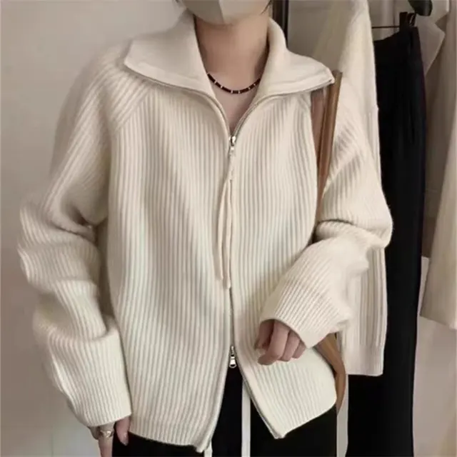 Cardigan zippé col montant