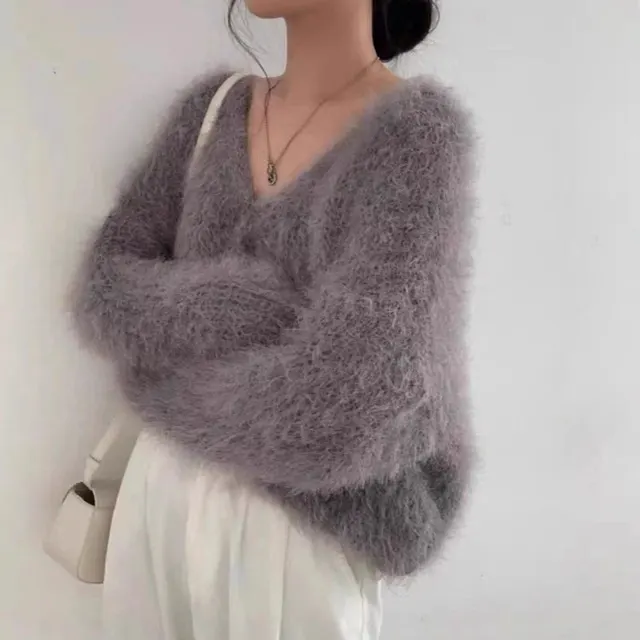 Cardigan en mohair duveteux