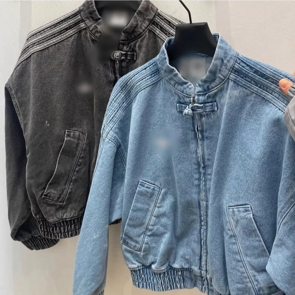 Veste en jean col mao