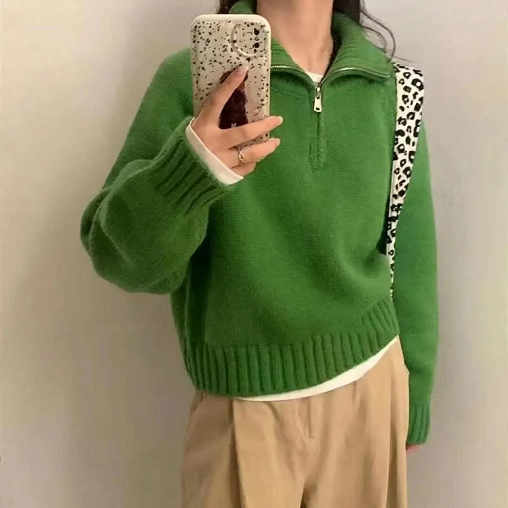 Pull col zippé en maille