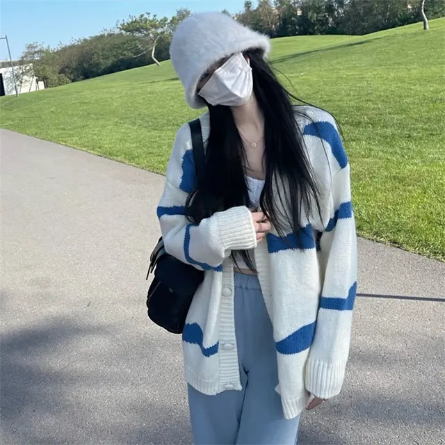 Cardigan rayé oversize