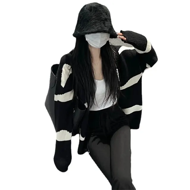 Cardigan rayé oversize