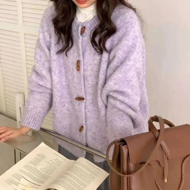 Cardigan en maille boutons corne