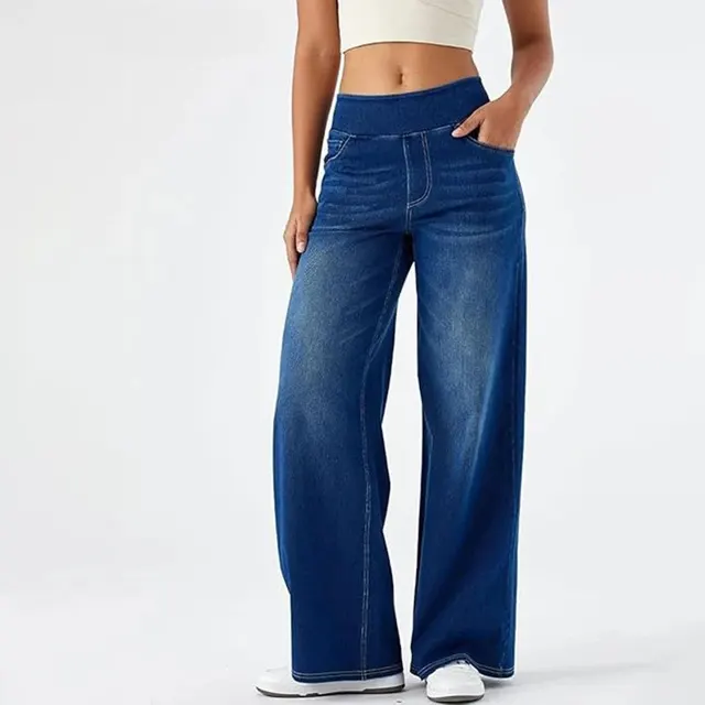 Jean large taille haute élastique