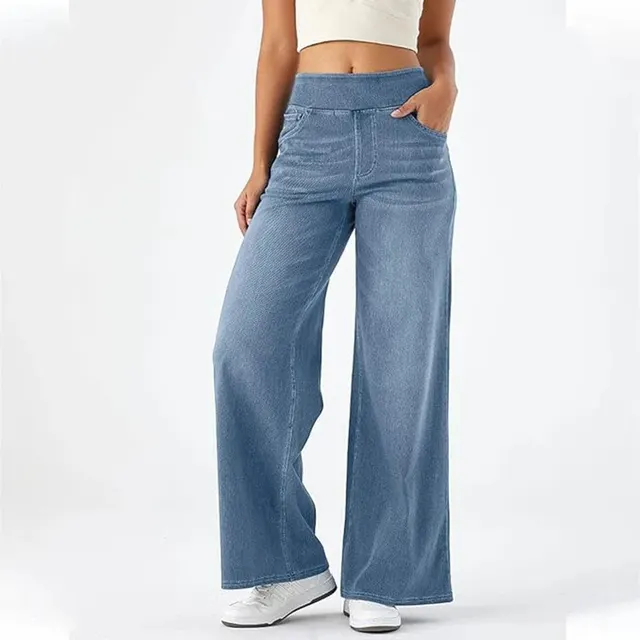 Jean large taille haute élastique