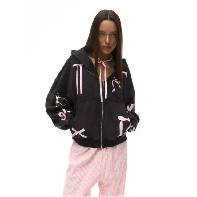 Hoodie zippé imprimé nœuds