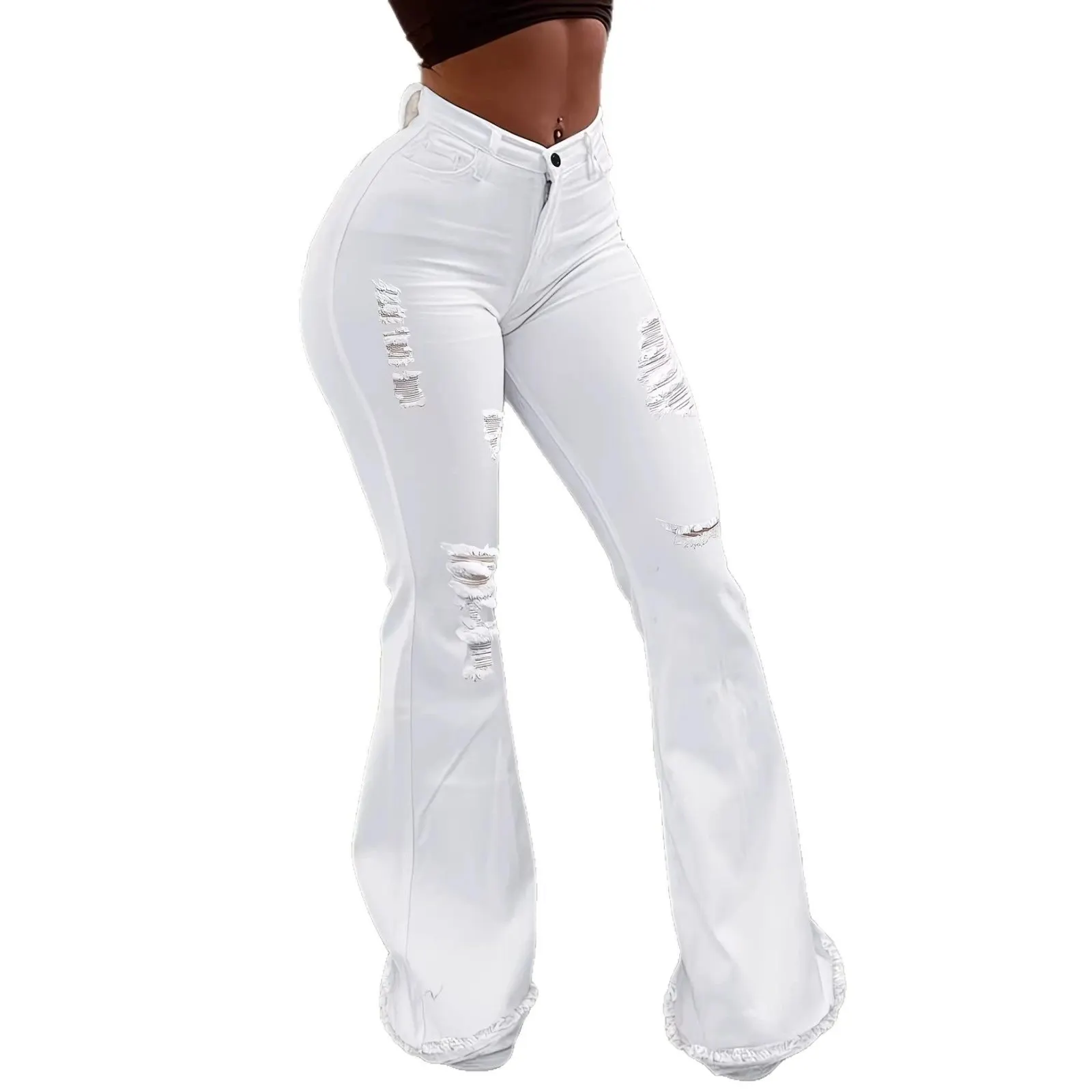 Jean flare déchiré taille haute