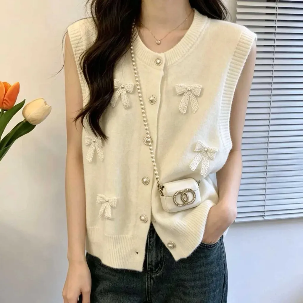Gilet en maille à nœuds