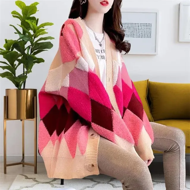 Cardigan en maille losanges