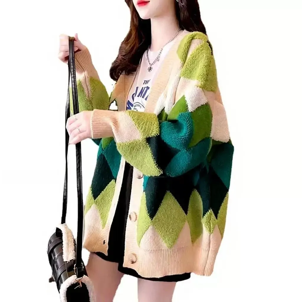 Cardigan en maille losanges