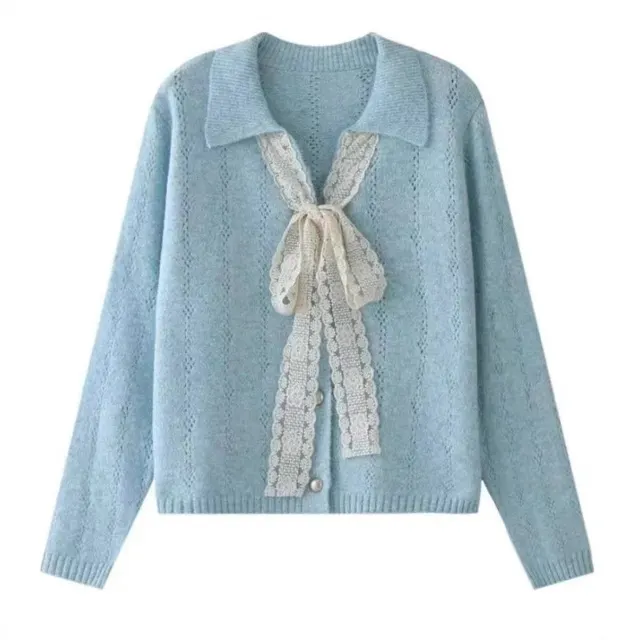 Cardigan à nœud en dentelle