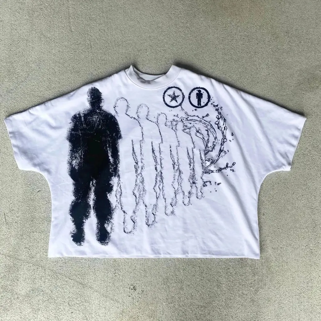 T-shirt Y2K imprimé silhouettes