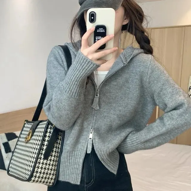 Cardigan zippé à capuche