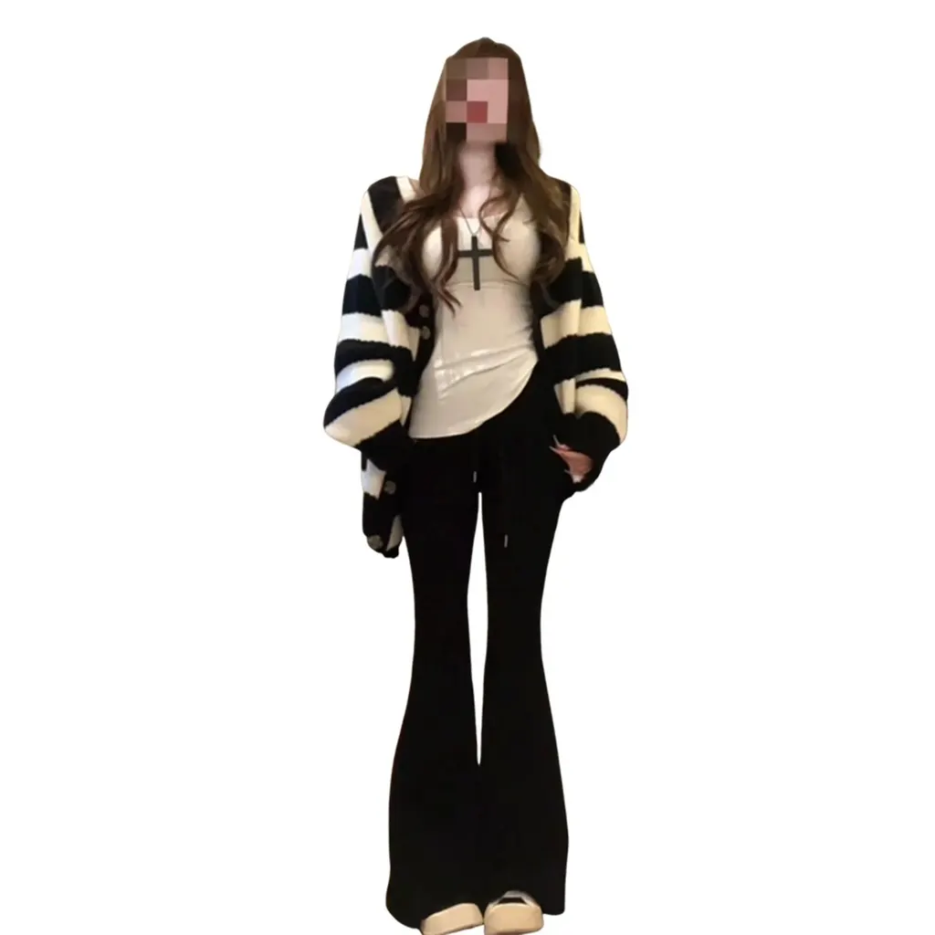 Cardigan long rayé oversize