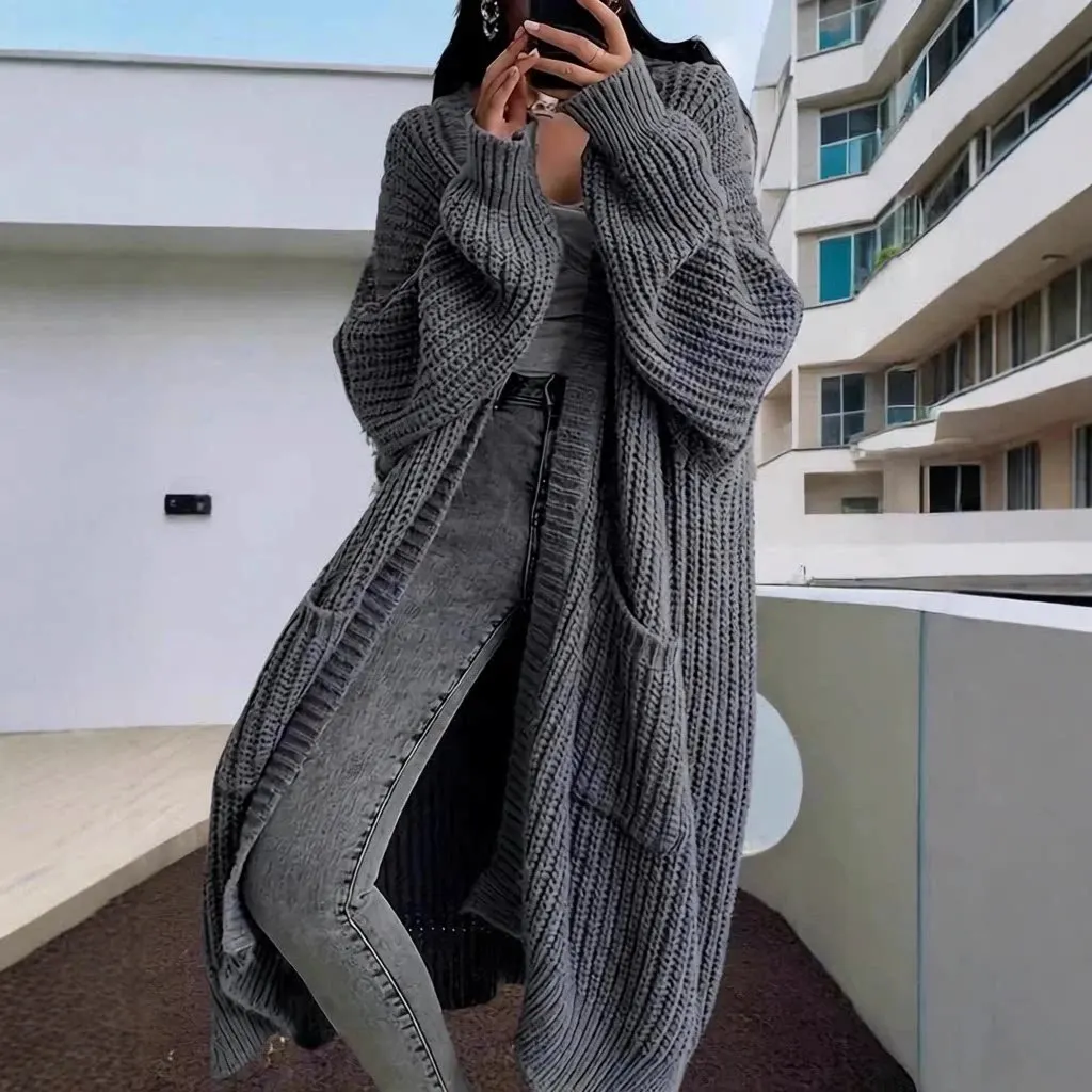 Gilet long en grosse maille