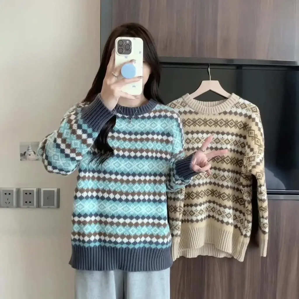 Pull jacquard en maille