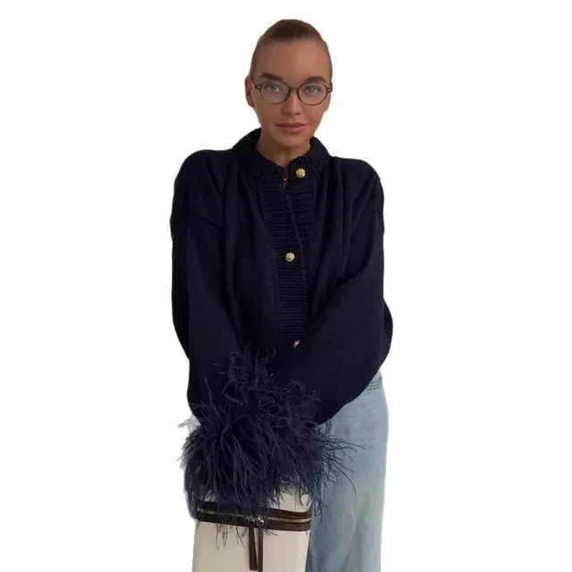 Cardigan à manches plumes