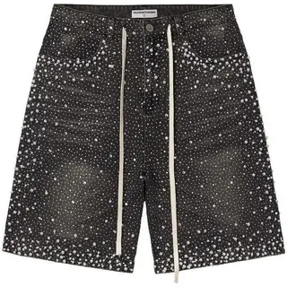 Short en denim à strass
