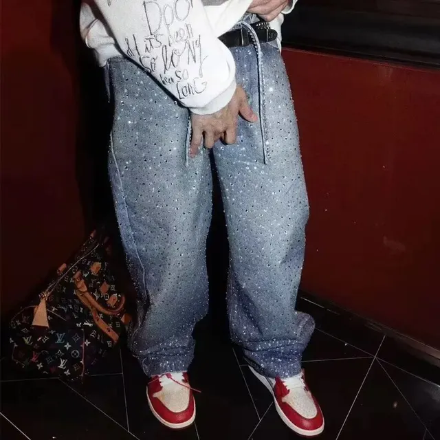 Jean baggy à strass