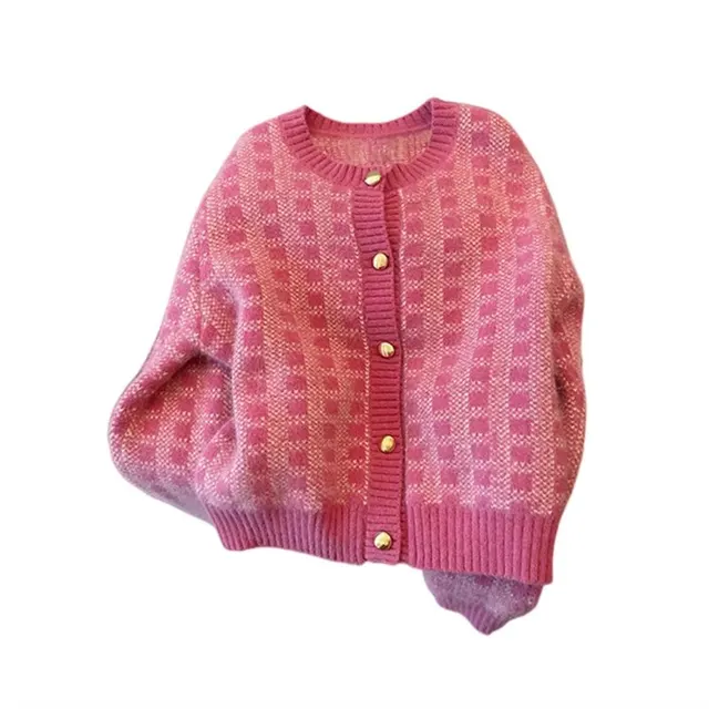 Cardigan en maille à carreaux