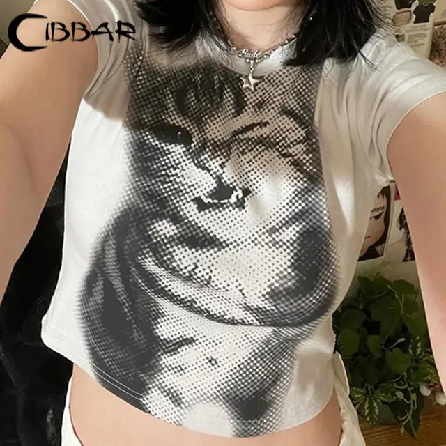 Crop top imprimé chat
