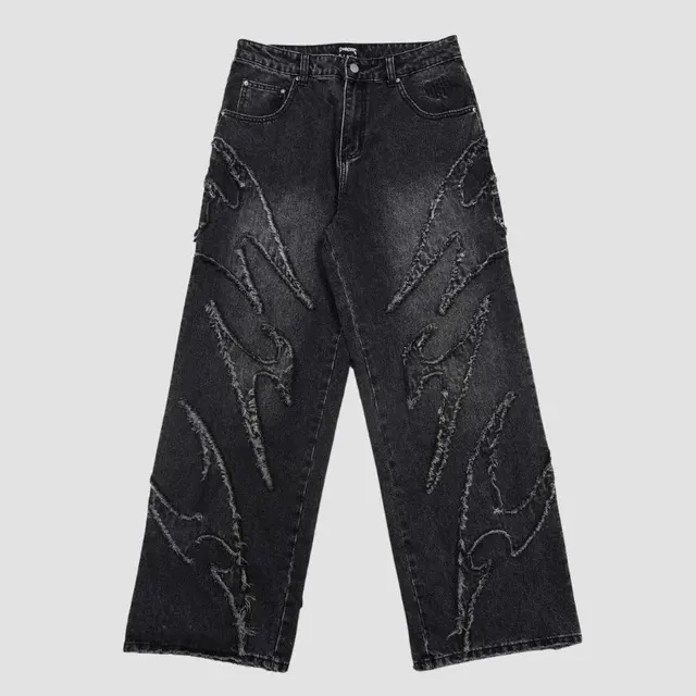 Jean baggy patchwork effiloché