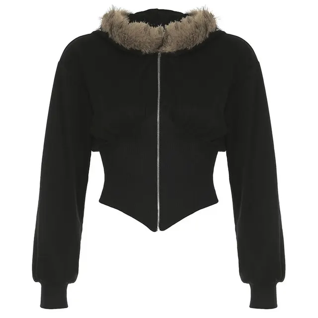 Hoodie zippé capuche fourrure