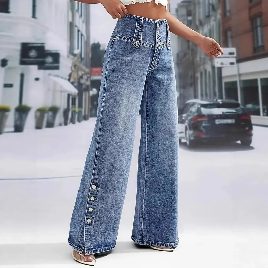 Jean large taille haute
