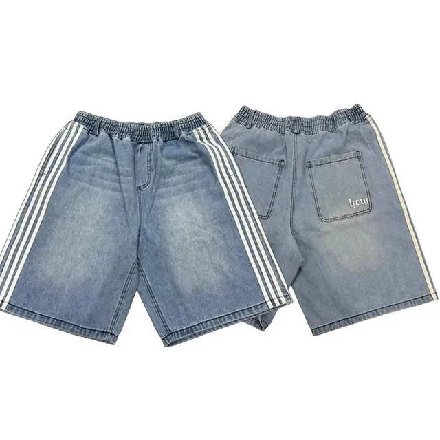 Short en denim rayé